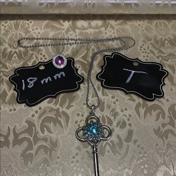 Fashion necklace long key bling 18mm snap on - Picture 3 of 5